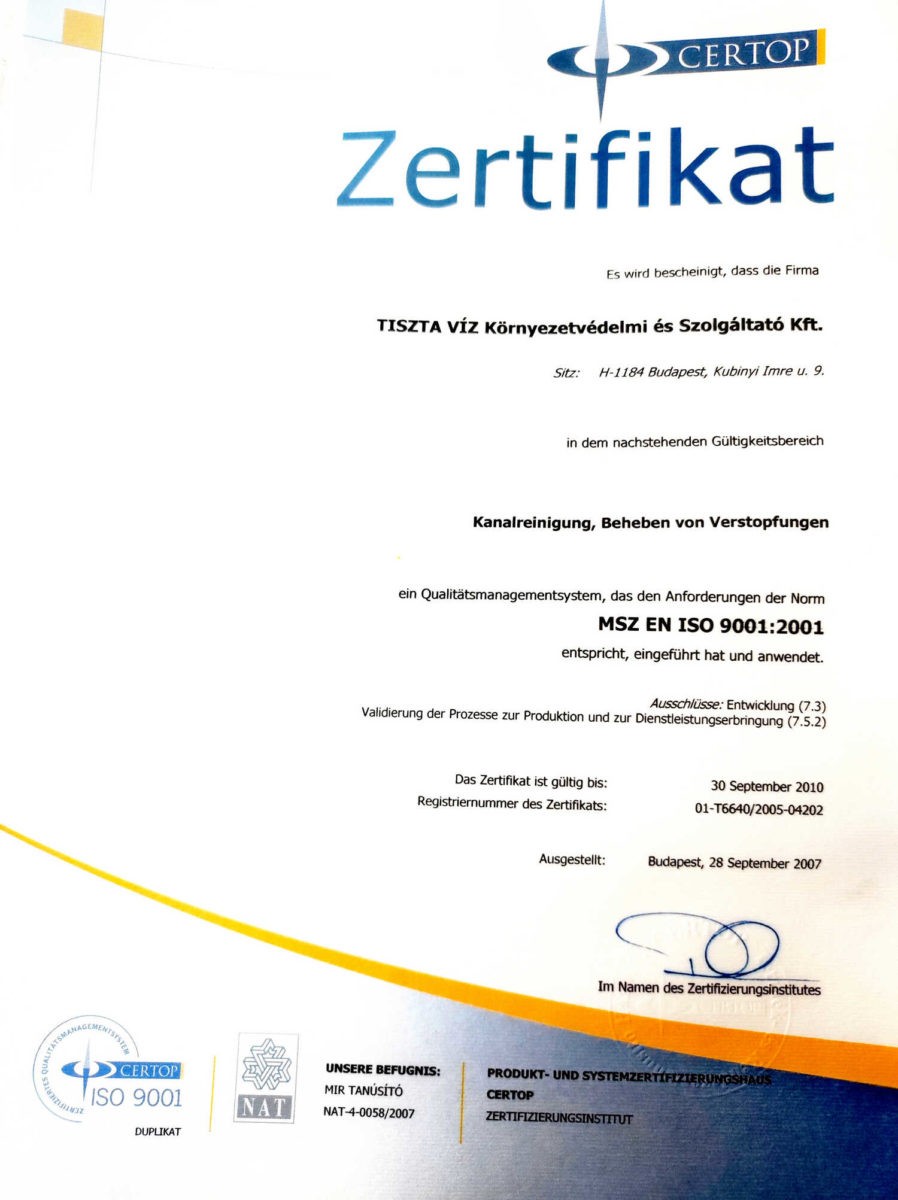 ISO 9001 minősítés